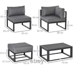 Garden Sofa Set Metal Lounge Day Bed Cushions Footstool Table Patio Furniture