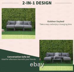 Garden Sofa Set Metal Lounge Day Bed Cushions Footstool Table Patio Furniture