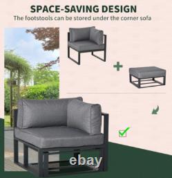 Garden Sofa Set Metal Lounge Day Bed Cushions Footstool Table Patio Furniture
