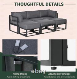 Garden Sofa Set Metal Lounge Day Bed Cushions Footstool Table Patio Furniture