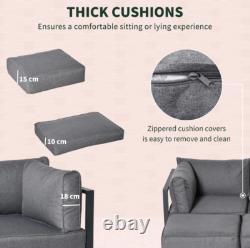 Garden Sofa Set Outdoor Patio Furniture Metal 6 Seater Corner Bed Cushion Table