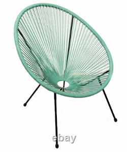 Garden String Furniture Bistro Set 3PC Chairs Glass Top Table Patio Mint Green