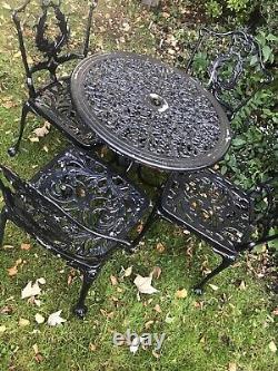Garden Table And 4 Chairs Black Vintage Bistro Patio Furniture Set Aluminium