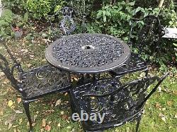 Garden Table And 4 Chairs Black Vintage Bistro Patio Furniture Set Aluminium