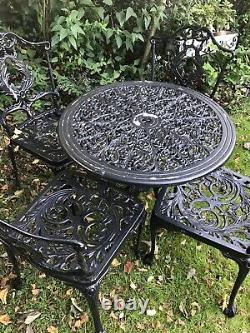 Garden Table And 4 Chairs Black Vintage Bistro Patio Furniture Set Aluminium