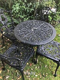 Garden Table And 4 Chairs Black Vintage Bistro Patio Furniture Set Aluminium