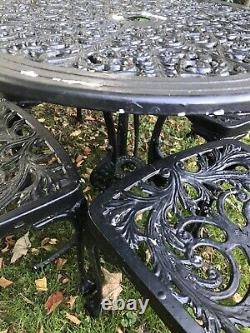 Garden Table And 4 Chairs Black Vintage Bistro Patio Furniture Set Aluminium