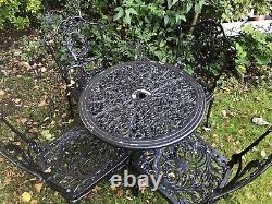 Garden Table And 4 Chairs Black Vintage Bistro Patio Furniture Set Aluminium