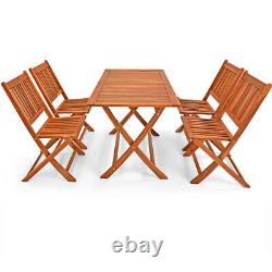 Garden Table Chair Set Wooden Outdoor Patio Furniture 4 Seater Dining 5 Pieces