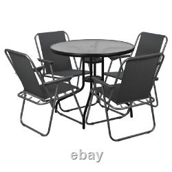 Garden Table & Folding Deck Chairs Set 2 4 Seater Outdoor Patio Dining Furniture