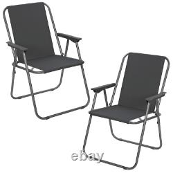Garden Table & Folding Deck Chairs Set 2 4 Seater Outdoor Patio Dining Furniture