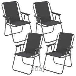 Garden Table & Folding Deck Chairs Set 2 4 Seater Outdoor Patio Dining Furniture