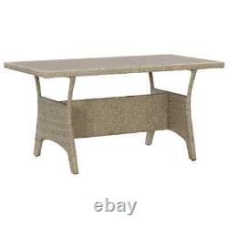 Garden Table Grey Poly Rattan Outdoor Patio Lightweight Dining vidaXL