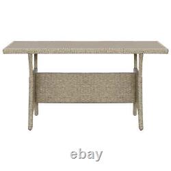 Garden Table Grey Poly Rattan Outdoor Patio Lightweight Dining vidaXL