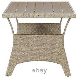 Garden Table Grey Poly Rattan Outdoor Patio Lightweight Dining vidaXL