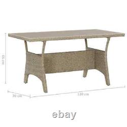 Garden Table Grey Poly Rattan Outdoor Patio Lightweight Dining vidaXL