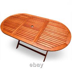 Garden Table Wooden Dining Furniture Outdoor Eucalyptus 6 Seater Patio 160x85 cm