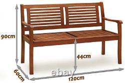 Garden Wooden Bench Classic 2 Seat Furniture Outdoor Porch Seater Patio Balcony