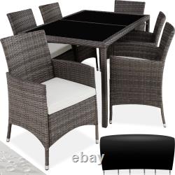 Garden dining set in rattan 6 chairs, 1 table Outdoor Patio Furniture