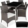 Garden Dining Set In Rattan 6 Chairs, 1 Table Outdoor Patio Furniture