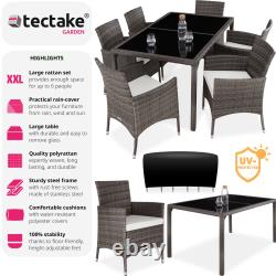 Garden dining set in rattan 6 chairs, 1 table Outdoor Patio Furniture