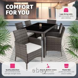 Garden dining set in rattan 6 chairs, 1 table Outdoor Patio Furniture