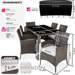 Garden dining set in rattan 6 chairs, 1 table Outdoor Patio Furniture