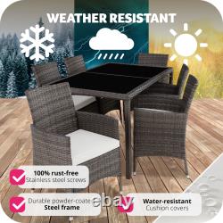 Garden dining set in rattan 6 chairs, 1 table Outdoor Patio Furniture