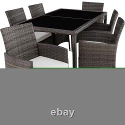 Garden dining set in rattan 6 chairs, 1 table Outdoor Patio Furniture