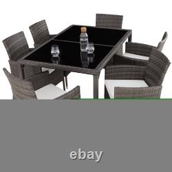 Garden dining set in rattan 6 chairs, 1 table Outdoor Patio Furniture