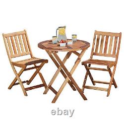 Garden life Wooden Bistro Furniture Set Outdoor Folding Patio Table and 2 Chairs