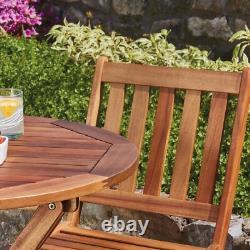 Garden life Wooden Bistro Furniture Set Outdoor Folding Patio Table and 2 Chairs