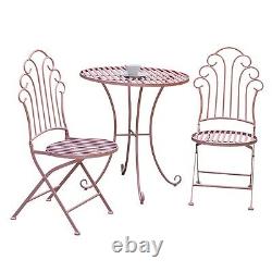 GlamHaus Metal Bistro Set Garden Patio Furniture Outdoor 3 Piece Table Chairs