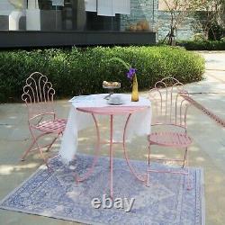 GlamHaus Metal Bistro Set Garden Patio Furniture Outdoor 3 Piece Table Chairs