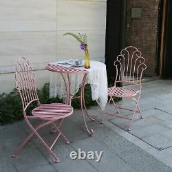 GlamHaus Metal Bistro Set Garden Patio Furniture Outdoor 3 Piece Table Chairs