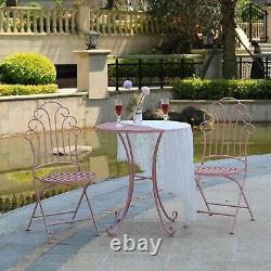 GlamHaus Metal Bistro Set Garden Patio Furniture Outdoor 3 Piece Table Chairs