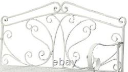 GlamHaus Metal Garden Bench Patio Seat Furniture Antique White Foldable Outdoor