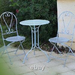 GlamHaus Metal Garden Bistro Set Patio 3 Piece Outdoor Furniture Chairs Table
