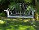 Glamhaus Metal Garden Furniture Bench Patio Seat Antique Blue Outdoor Foldable