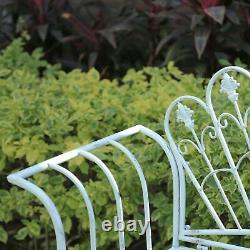 GlamHaus Metal Garden Furniture Bench Patio Seat Outdoor Foldable Antique Grey