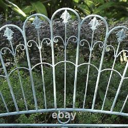 GlamHaus Metal Garden Furniture Bench Patio Seat Outdoor Foldable Antique Grey