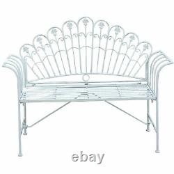 GlamHaus Metal Garden Furniture Bench Patio Seat Outdoor Foldable Antique Grey