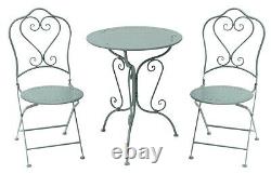 Glamhaus Garden Bistro Set Metal Patio Balcony Furniture 3 Piece Foldable