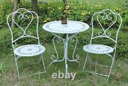 Glamhaus Garden Bistro Set Metal Patio Balcony Furniture 3 Piece Foldable