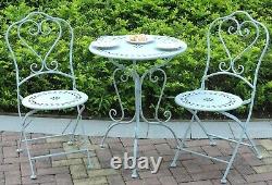 Glamhaus Garden Bistro Set Metal Patio Balcony Furniture 3 Piece Foldable