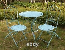 Glamhaus Garden Bistro Set Metal Patio Balcony Furniture 3 Piece Foldable