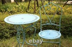 Glamhaus Garden Bistro Set Metal Patio Balcony Furniture 3 Piece Foldable