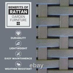 Graphite 3-Seater Rattan Effect Sofa & Cushion Outdoor Garden Patio Furniture