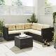 Graphite Rattan Effect Corner Sofa Lounge Set & Table Garden Patio Furniture