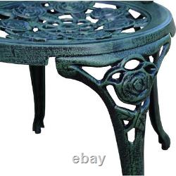 Green Bistro Set Outdoor Patio Garden Furniture Table and 2 Chairs Metal Frame